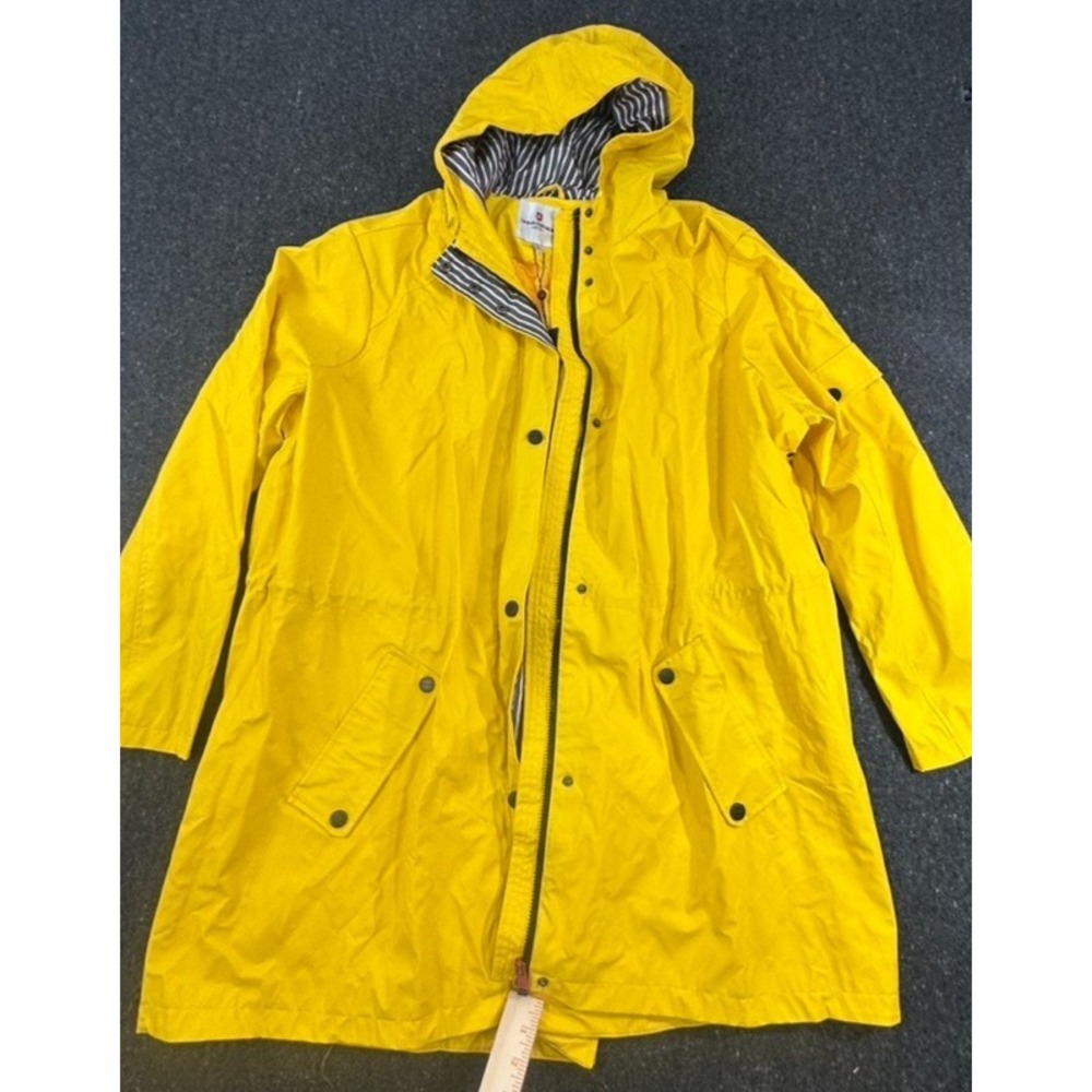 Urban Republic rain jacket Yellow Hooded striped zip up Womens Size 3XL